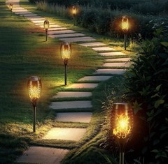 4Pack LED Solar Power Tiki Torch Flame Flickering Light Outdoor Garden Lawn Lamp