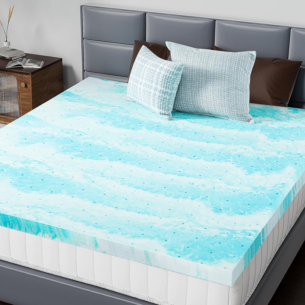 Premium Gel Memory Foam Mattress Topper US Certified Comfort Bed Pad for Cooling
