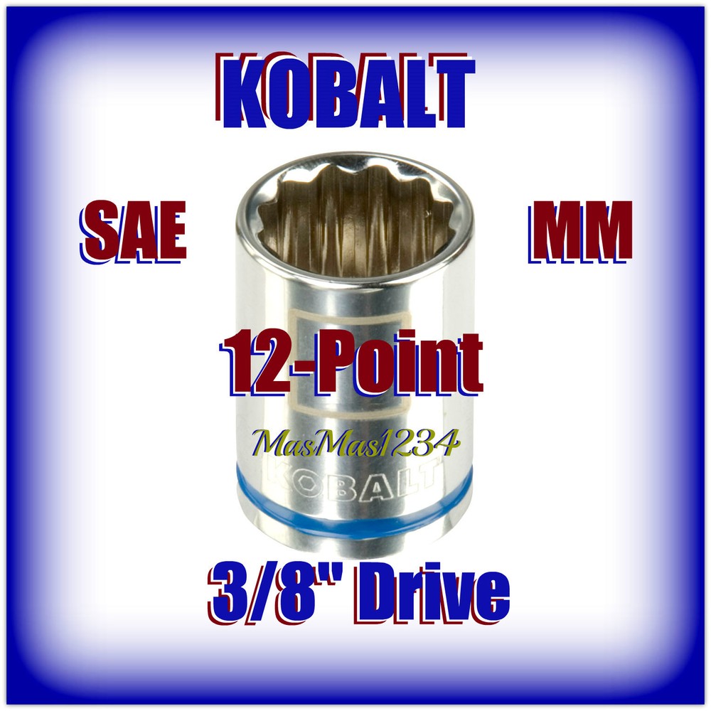 KOBALT 3/8″ Drive Shallow Socket – SAE Inch Metric MM 12 Point – Any Size NEW