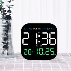 LED Large Digital Wall Clock Remote Control Temperature Date Week Display Set