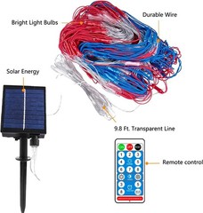 Solar American Flag Lights Outdoor,420 Leds American Flag Net Lights 6.5Ft X 3.2