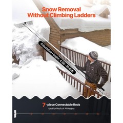 Uimoso 7.5-20 ft Snow Roof Rake with Wheels, 26 in Aluminum Blade, Lightweight