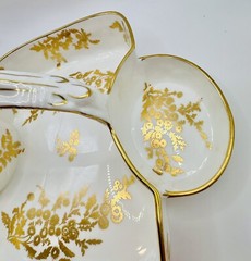 Hammersley England ‘Golden Tansy’ 10.25” Strawberry Basket Sugar Bowl & Creamer