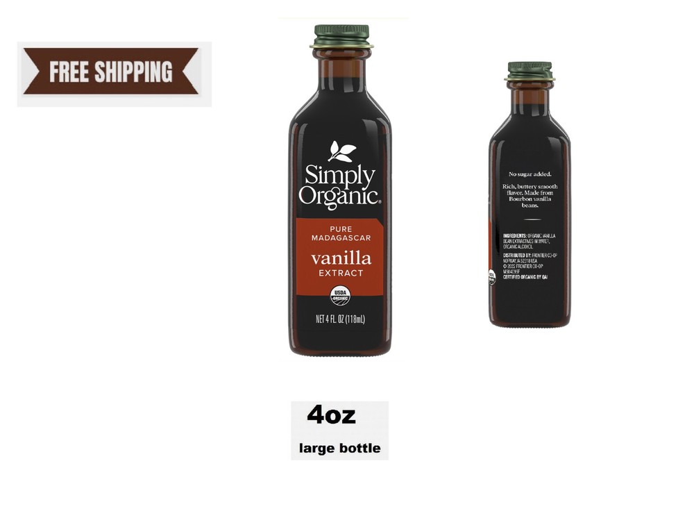 Simply Organic Vanilla Extract – 4oz big bottle / exp 2027  ships free