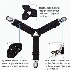 4 Bed Sheet Fasteners Adjustable Elastic Suspenders Straps Mattress Covers Clips