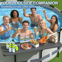 Pool Bar, above Ground Poolside Bar Table, 49.4×9.6″ Stable & Large Pool Side Ta
