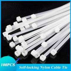 100 PCS WHITE CABLE ZIP TIES Heavy Duty UV Resistant UL 8″ 12″ 15″ 18″ 24″ 175LB