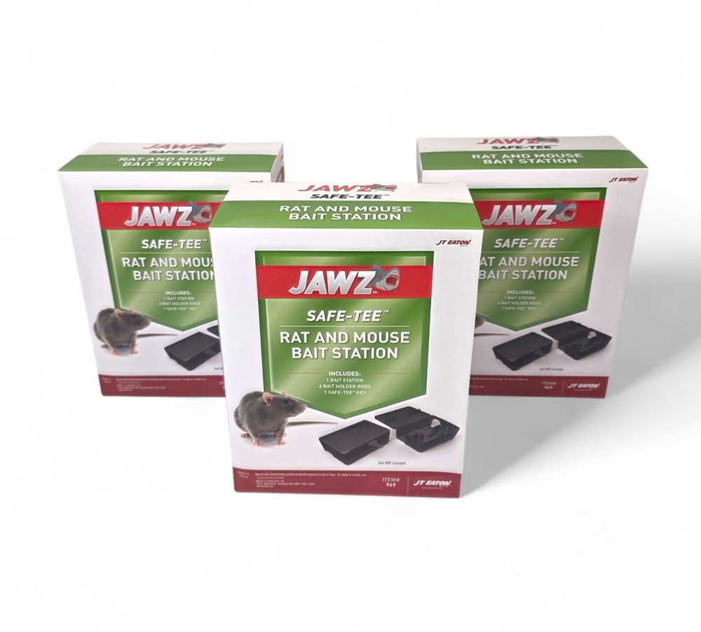 3 Pack Rat And Mouse JT Eaton Jawz #969 Bait Station Box Locking With Key