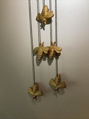 Bees And Honeycomb Wind Chime Hive Metal Garden Bumble Bee Windchime
