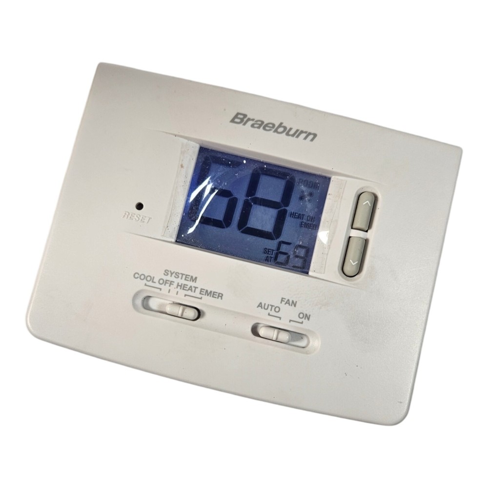 Braeburn 1220NC Non-programmable Thermostat 2 Stages 18 to 30vac – White – EUC