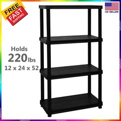 4 Tier Plastic Shelf Storage Rack Shelving Unit Garage Laundry Kitchen Shelves