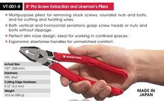VAMPLIERS 8″ Heavy Duty Stripped Screw Removal Lineman’s Pliers Made in Japan