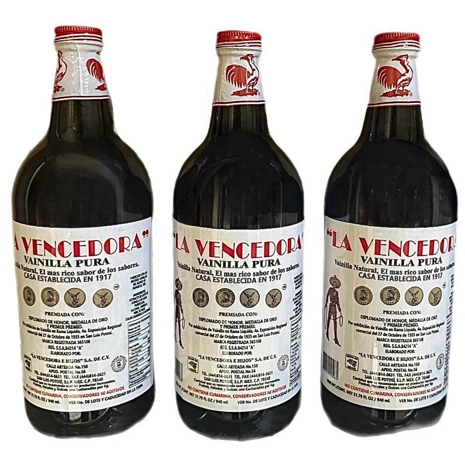 3 X La Vencedora Mexican Vanilla Extract Bottle 31oz -1L SHIPS WORLDWIDE!