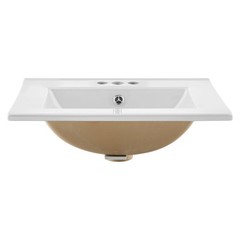 VEVOR Semi Recessed Bathroom Sink White Drop-In Sink 20.08 x 18.31 Inch Ceramic
