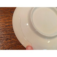 Old Paris White and Gold Porcelain Teacups and Saucers, Set of 6