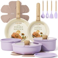 Versatile 19-Piece Pots and Pans Set – Non-Stick, Oven Safe & Stylish Purple