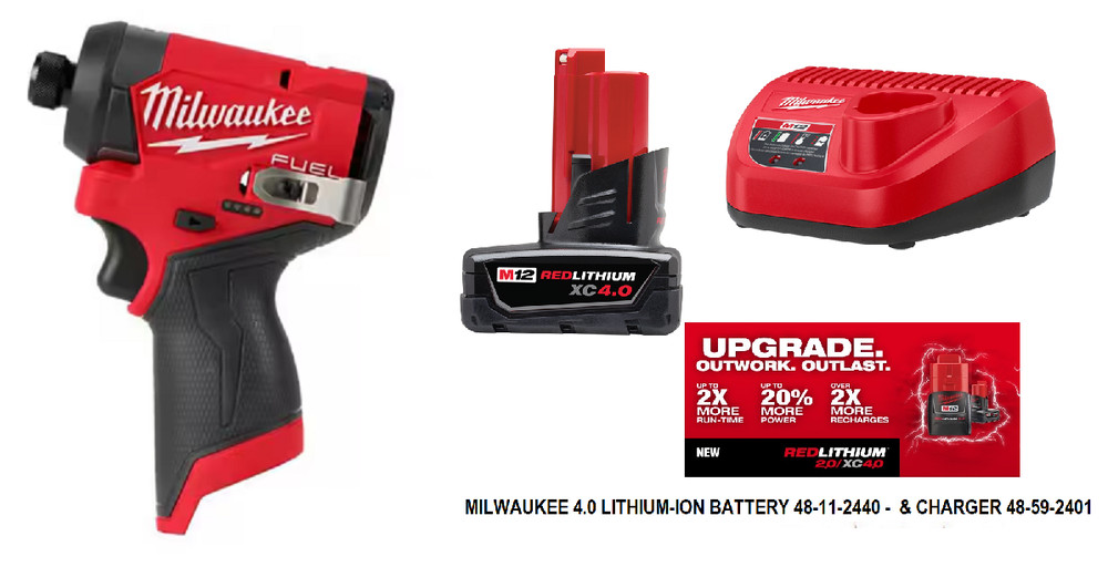 NEW Milwaukee M12 3453-20 FUEL 1/4″ Hex Impact Driver GEN 3 + 4.0 Battery & Chg.