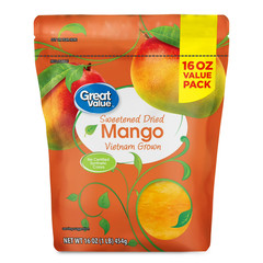 Great Value Sweetened Dried Mango, 16 oz Free Shipping
