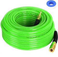 Air Compressor Hose 1/4 Inch x 100 Feet Reinforced Polyurethane PU Air Hose w…
