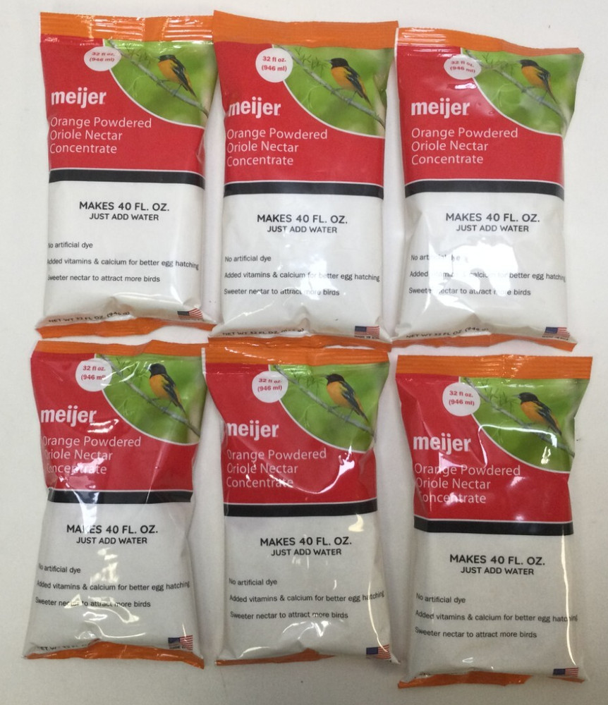 Meijer Orange Powdered Oriole Nectar Concentrate, Makes 40 Oz (6PK)