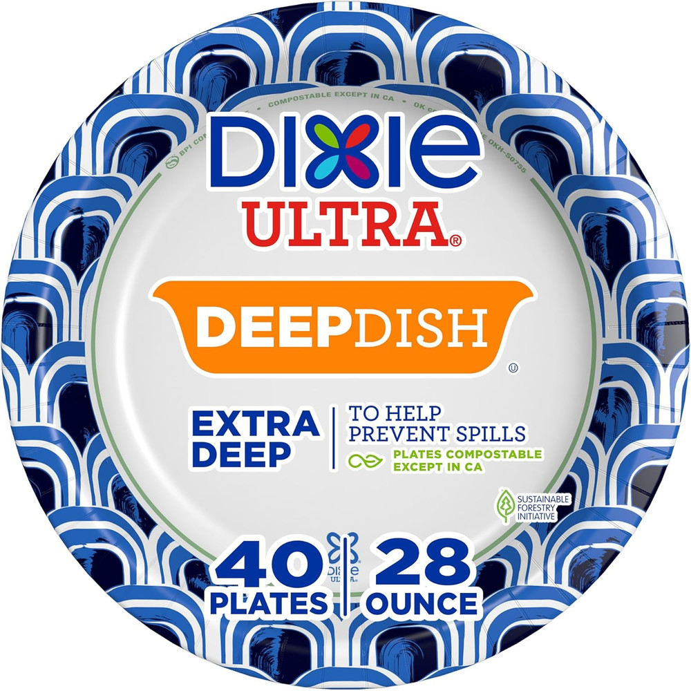 Ultra, Deep Dish Paper Plates, 28 Oz, 40 Count, Heavy Duty, Microwave-Safe, Soak