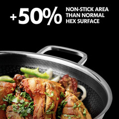 Wok Pan Hybrid 12 inch Wok with Lid Cover Stir-fry pans Nonstick Stainless Steel
