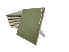 Avocado Green Ceramic Tile Shower Backsplash 4.25 in Subway Mid Century Modern