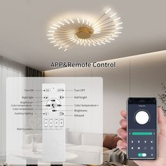 42-Light Fireworks Ceiling Light LED Flush Mount App Remote Dimmable Modern
