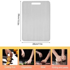 Titanium Cutting Board 100% Pure Non-Stick Double-Sided 11×15.5″ in for Kitchen