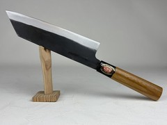 Kyusakichi Blue 2 core iron clad Bunka knife 190 mm zelkova handle