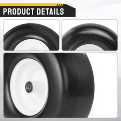 2pcs 13×6.50-6 Flat Free Lawn Mower Tires and Wheel 13×6.5-6 13×6.5×6