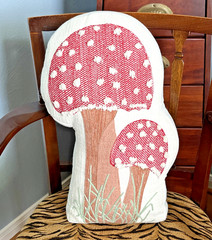 Mushroom Shaped Embroidered Throw Pillow – Fall Decor Pillow 15.5 in X 8in