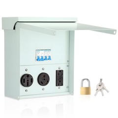 RV Electrical Outlet Panel with Breaker, Temporary Power Outlet 20/30/50 Amp