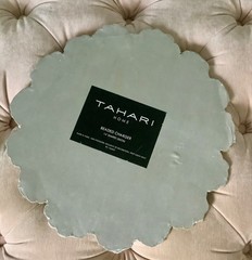 Tahari 14″ Fully Beaded White Yellow Daisy Flower Charger Placemat