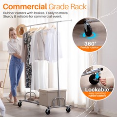 3 in 1 450lbs Collapsible Rolling Heavy Duty Clothing Garment Rack with Shelves