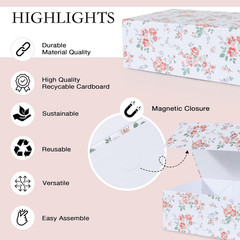 Floral Gift Box with Magnetic Lids 13.8X8.3X4.4 In, Large Bridesmaid Proposal Bo