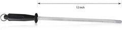 Professional Carbon Steel Black Knife Sharpening Steel, Black 12 Inch