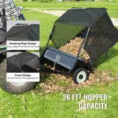 50″ Tow Behind Lawn Sweeper 26 Cu. Ft. Leaf & Grass Collector Adjustable Height