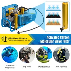 12L 110V 4500Psi Air Compressor 1.5KW 2HP For Scuba PCP Paintball Tank Refill