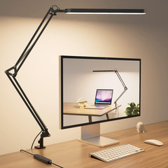 LED Desk Lamp Adjustable Swing Arm Eye Care 5 Modes 11 Brightness Memory Black