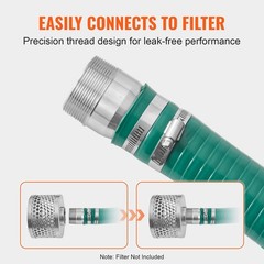 Suction Hose 2 in x 20 ft Green High Quality Hose Complete Fittings