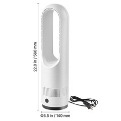 Uimoso Bladeless Tower Fan with Remote, 80° Oscillation, 8 Speeds, White