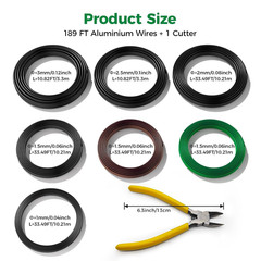 189FT Easy to Bend Bonsai Wire, Aluminum Bonsai Tree Wire in 5 Size -1Mm,1.5Mm,2