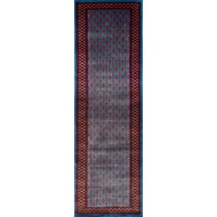 2.5×8 feet Runner Rug Hand Knotted Wool Traditional Lichi, Blue