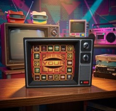 TV Game Press Your Luck Show Retro TV Display Stand Desk Art