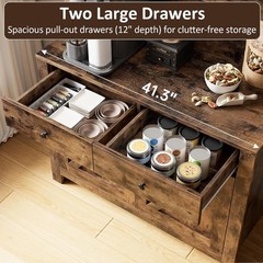 63″ Tall Kitchen Pantry Cabinet with Drawers, Hutch Cabinet with Microwave Stand