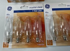GE 40 Watt Crystal Clear Bent Tip CA-Type Light Bulbs w/Candelabra Base-16 Bulbs