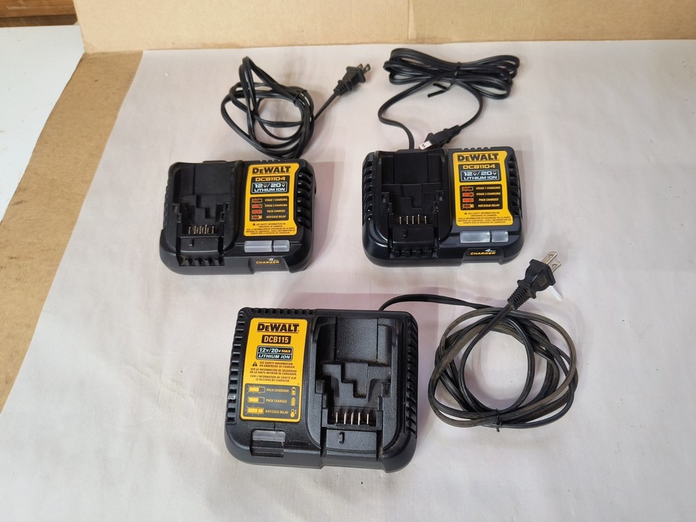 Dewalt 12V/20V Lithium Ion Battery Chargers LOT of 3 — (2) DCB1104 & DCB115