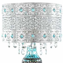 River of Goods Table Lamp Glorias Crystal Beaded Shade Mosaic Base 24.25 in. H