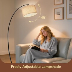 EDISHINE Modern Arched Floor Lamp, Remote & Foot Switch, No Bend Needed, 68.5 In